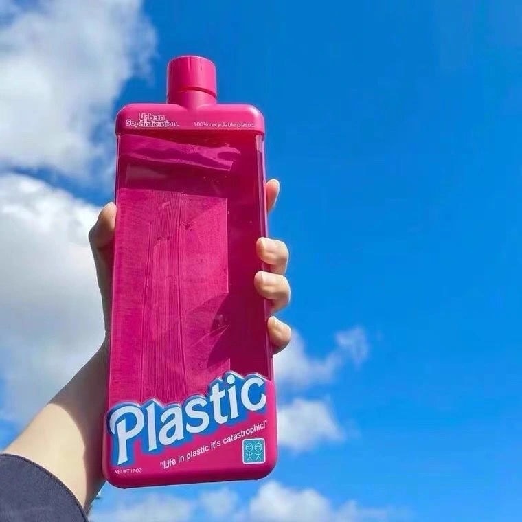 【PP Home】ins風 韓國明星同款運動水瓶 塑膠水瓶 運動水壺 扁平杯 水壺 隨行杯 粉色水壺 藍色水壺