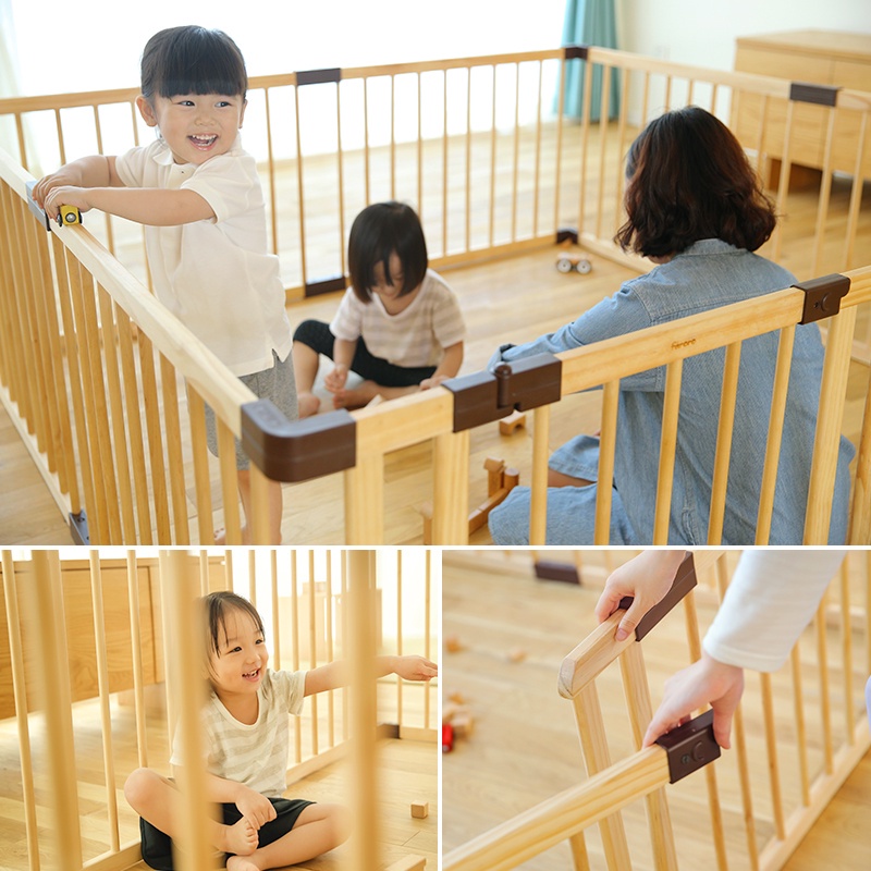 【現貨】日系faroro遊戲圍欄實木嬰幼兒安全防護欄寶寶學步爬行柵欄家用0-3歲
