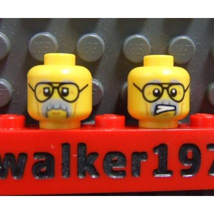 【積木2010-人偶頭】Lego樂高-全新 人頭158 眼鏡灰鬍子老爺爺雙面人頭 /鬍子人頭