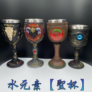 【薰詩奈】現貨水元素聖杯 樹脂無鏽鋼儀式祭壇道具龍頭羊角六芒星寶劍生命之樹生命樹魔王撒旦三龍儀式擺件居家擺件塔羅牌四元素