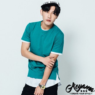 春夏玩色螺紋開衩下擺潮流百搭短T【A1052】 短TEE 素T AOYAMA