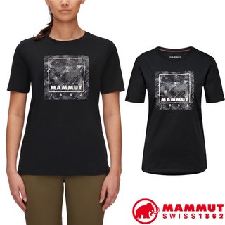 【MAMMUT 長毛象】女款吸濕快乾彈性圓領短袖T恤Graphic 休閒衫 運動上衣 有機棉 黑_03510