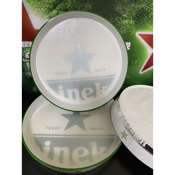 海尼根 Heineken 白色圓托盤 止滑 加厚 塑膠 PVC 托盤 餐盤 置物盤 零食盤 水果盤 飲料盤 收納盤 圓盤