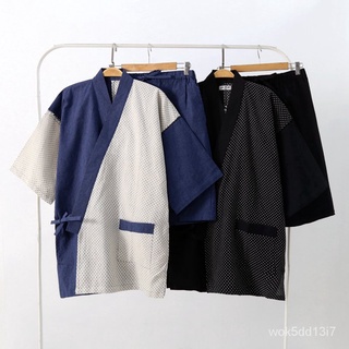 少量現貨高檔拼接甚平日單男士日式棉和服睡衣套裝汗蒸服夏季涼快日本和服 和服配件 NANA Studio💕