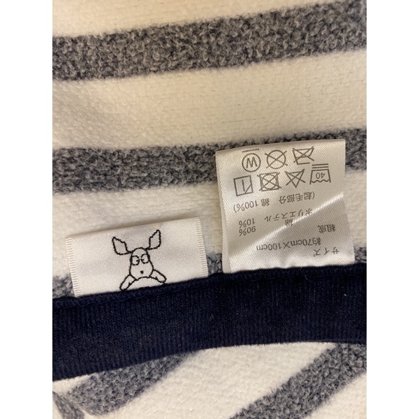 小毯子棉毛布 日本製 70x100cm 深藍條紋