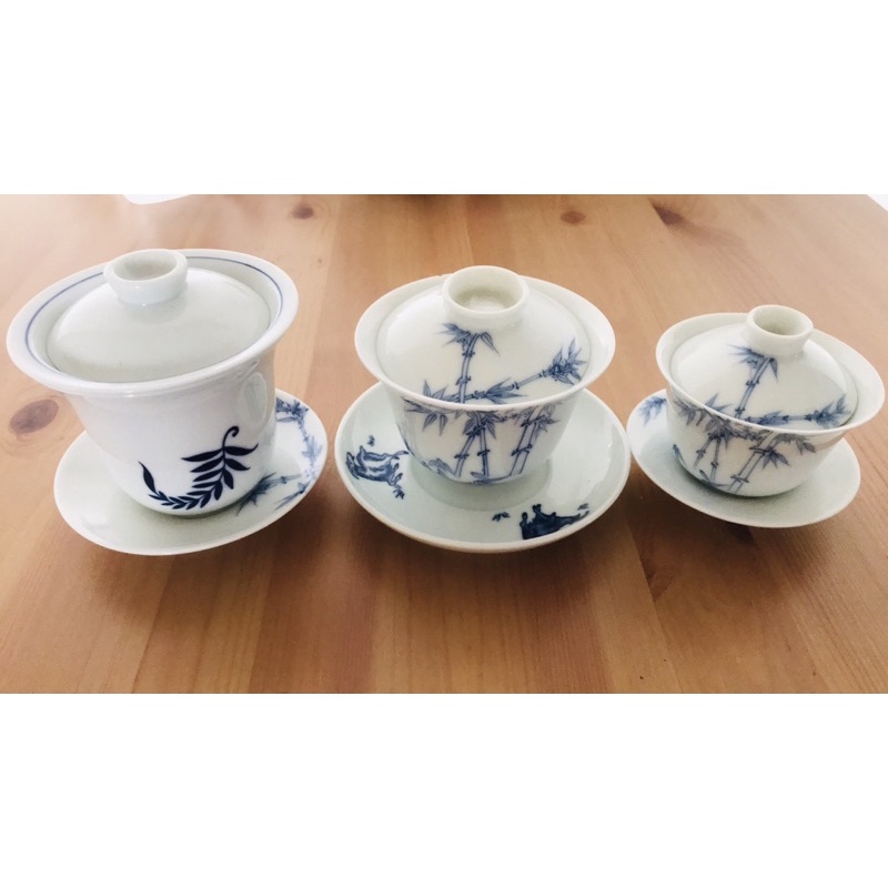 台湾  自然窯製 染付茶器 『玉露慮盃』 茁壯啟業》茶杯整組玉露瀘盃（青竹）自然窯K498 12.2x12.2x12