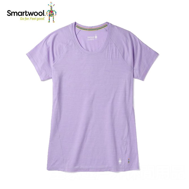 【SMART WOOL 美國】戶外運動女性短袖排汗衣 印花短袖內著衣/粉紫色 SW017254B30 運動衣