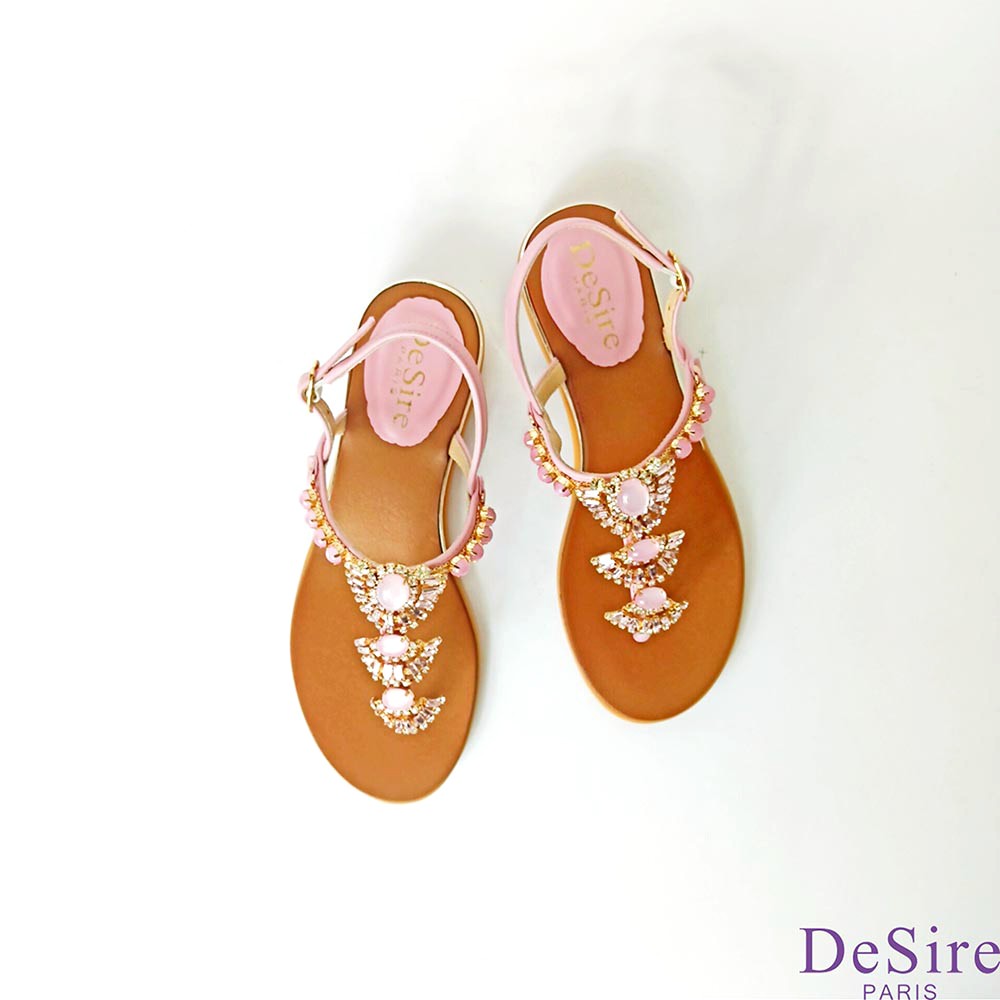 【DeSire】寶石鑽飾T字涼鞋-粉色(1137101-70)