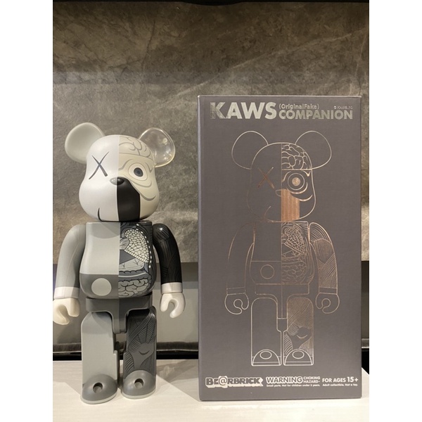 Be@rbrick bearbrick KAWS 經典半剖聯名（灰）