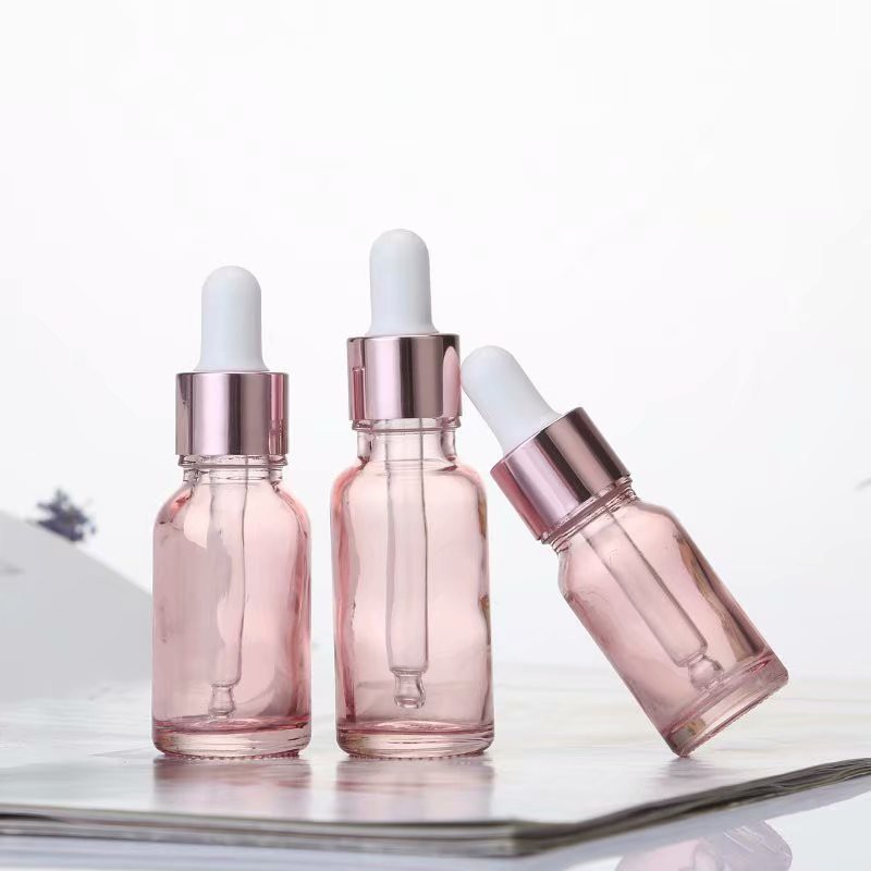 10-30ml粉色玻璃滴管瓶精油化妝品滴管瓶diy手工
