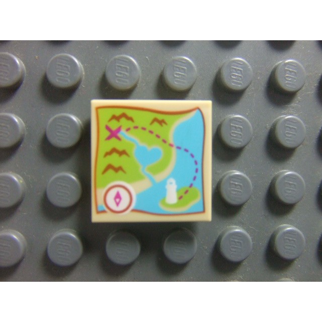【積木2010-道具】Lego樂高-全新-海岸燈塔地圖 (印刷磚片2X2Tile)