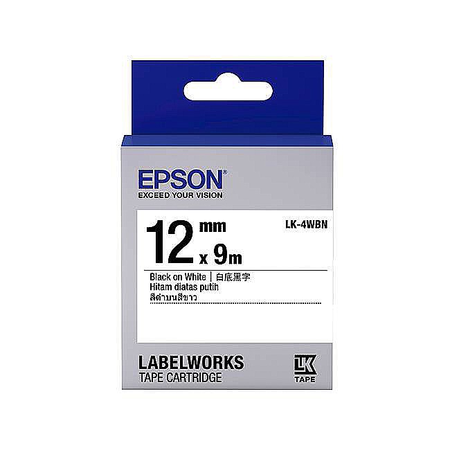 EPSON LK-4WBN白底黑字基本款標籤帶