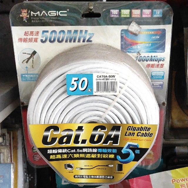 外包裝袋瑕疵 內容物新品 MAGIC CAT6A-50W  網路線50米