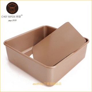asdfkitty可愛家☆美國 chefmade學廚香檳金8.5吋方型不沾烤模型-活動分離脫模-WK9036-正版商品