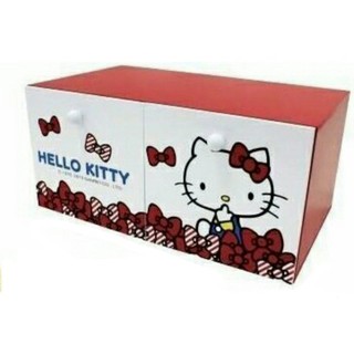 《熊兔的店 》正版授權木製 Hello Kitty 雙抽桌上收納盒 KT-0792