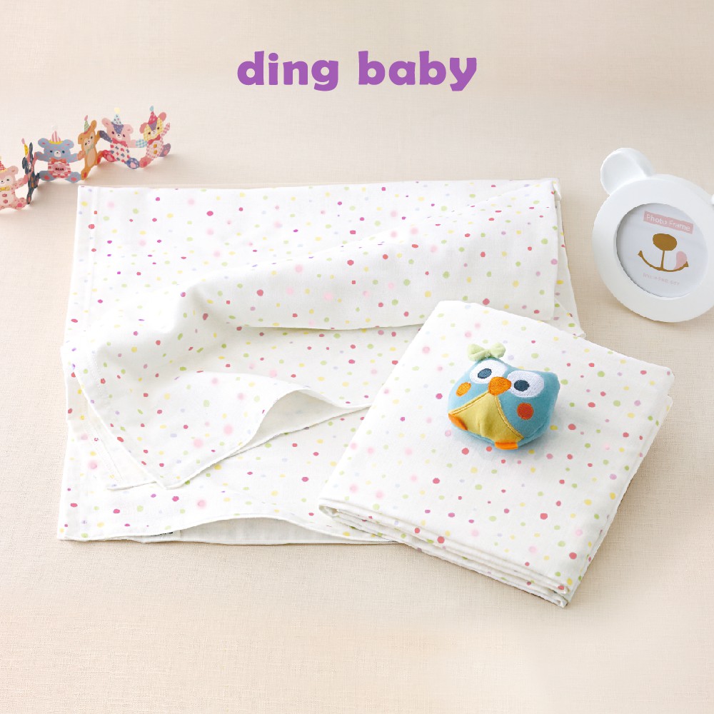ding baby 純棉紗布大浴巾-粉點-2入/台灣製嬰兒寶寶用品包巾薄被 C-4712928920259