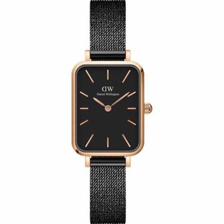 DW錶Daniel Wellington QUADRO PRESSED瑞典時尚品牌經典方形米蘭腕錶-質感黑-20x26m