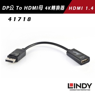 LINDY林帝 DISPLAYPORT DP 公 To HDM I母 4K轉換器 41718