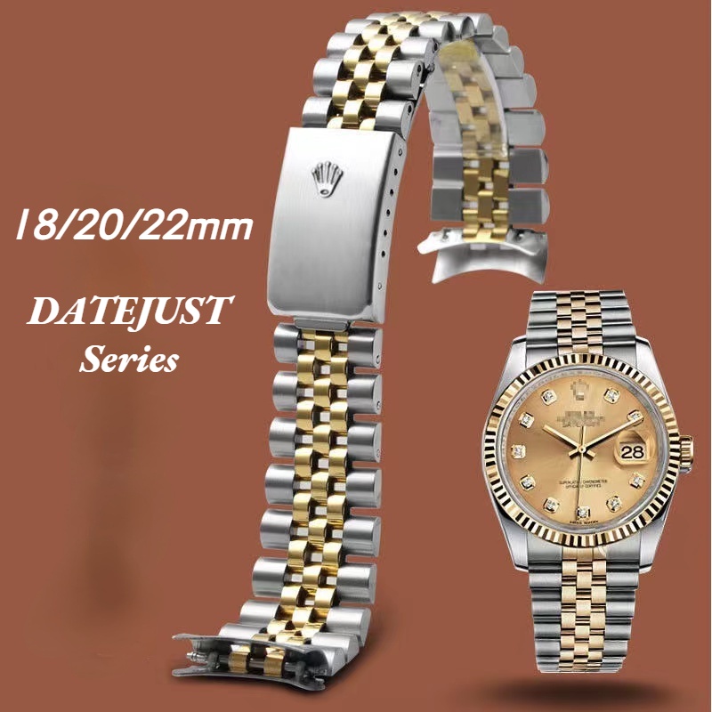 18 毫米 20 毫米 22 毫米金屬彎頭錶帶適用於勞力士 DATEJUST 系列手錶手鍊男士全實心不銹鋼錶帶