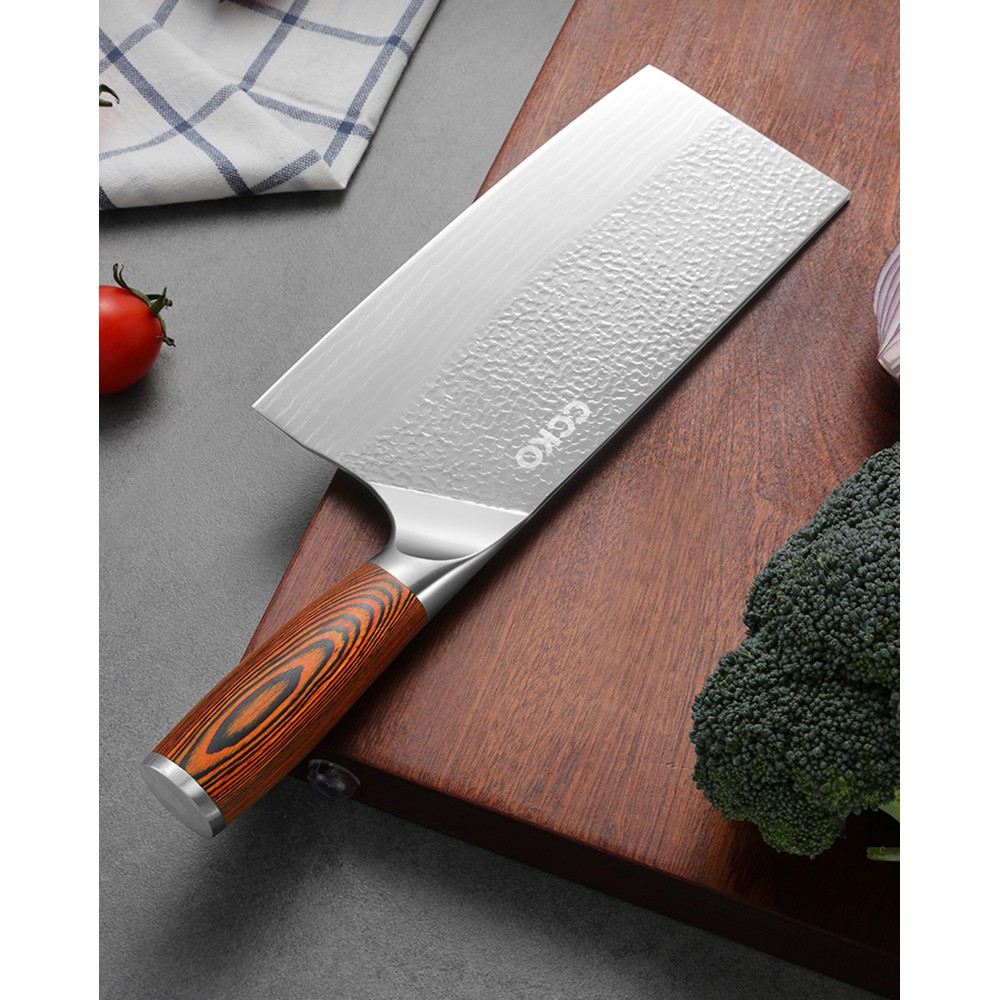 CCKO 大馬士錘紋斬切刀 19cm 9Cr18MoV不鏽鋼 中華菜刀 中式菜刀 菜刀