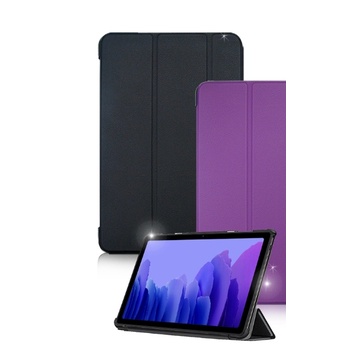 黑色-三星 Galaxy Tab A7 2020 10.4吋 皮紋三折保護套 平板皮套 T500 T505 T507