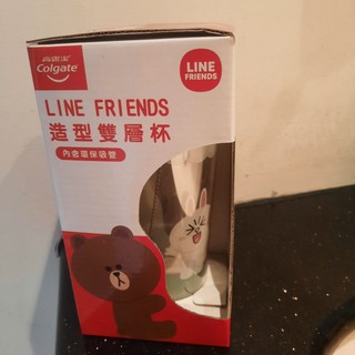 line friends 造型雙層杯 【三人款】雄大 兔兔 周邊 冷杉瓶 冷水杯 塑膠杯 塑膠瓶 吸管杯 冰霸杯