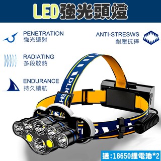 【臺灣現貨】附發票 大功率LED頭燈 釣魚頭燈 登山燈 戶外燈 礦燈 強光手電筒 探照燈 8檔 COB T6強光頭燈