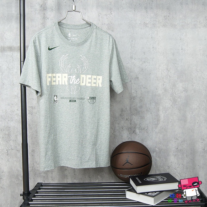 球鞋補習班 NIKE NBA PLAYOFFS BUCKS 季後賽 公鹿隊 灰綠 運動 短袖T恤 DR0090-063