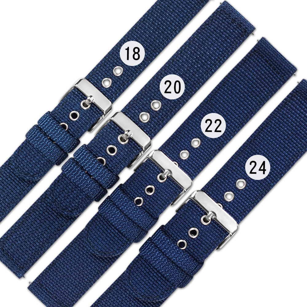 Watchband / 18.20.22.24 mm / 各品牌通用 快拆 尼龍帆布錶帶 海軍藍/804-32-BE-S
