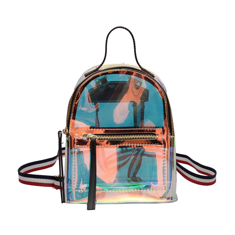 爆款-🔥鐳射雙肩包學生透明果凍 時尚 潮流 揹包後背包 旅行  包包 小背包 書包