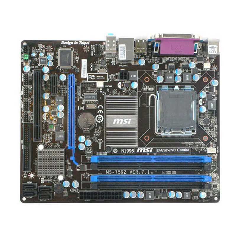 微星 G41M-P43 Combo 全固態電容整合式雙通主機板、記憶體支援DDR2、DDR3(禁混插)二手良品、附檔板