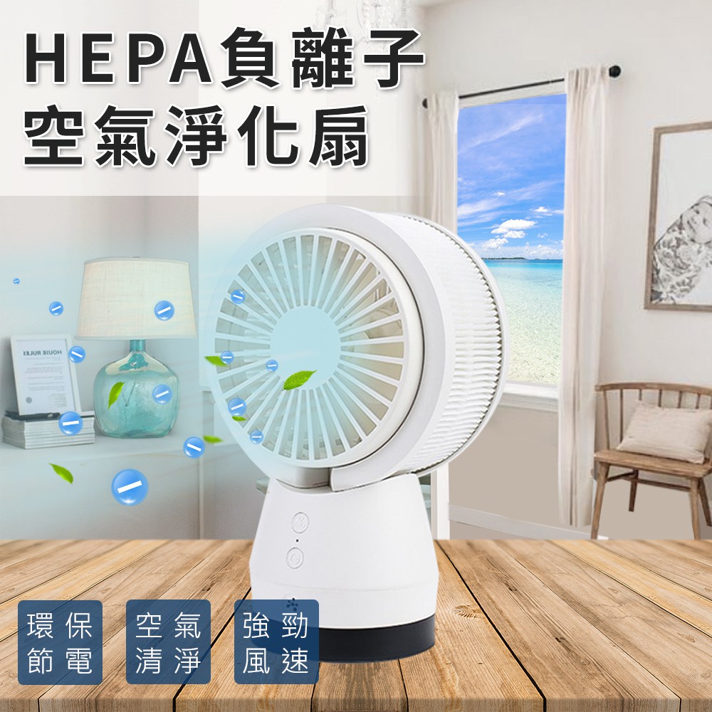 防疫用品~HEPA負離子桌面淨化風扇(E0067-W)