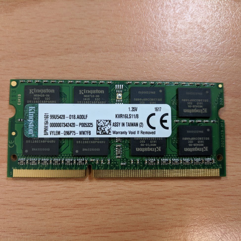 金士頓 KINGSTON 筆電 DDR3 1600 8G 1.35V 低電壓 KVR16LS11/8