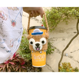 達菲毛線飲料杯套🐻 手工杯套 客製杯套 毛線杯套