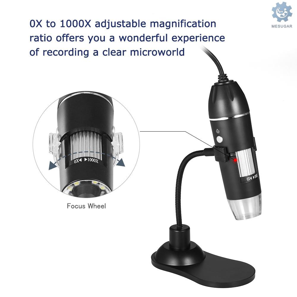 M&amp;S 手持便攜式數字顯微鏡USB接口電子顯微鏡帶8顆LED燈連接電腦使用帶蛇管支架1000倍A8