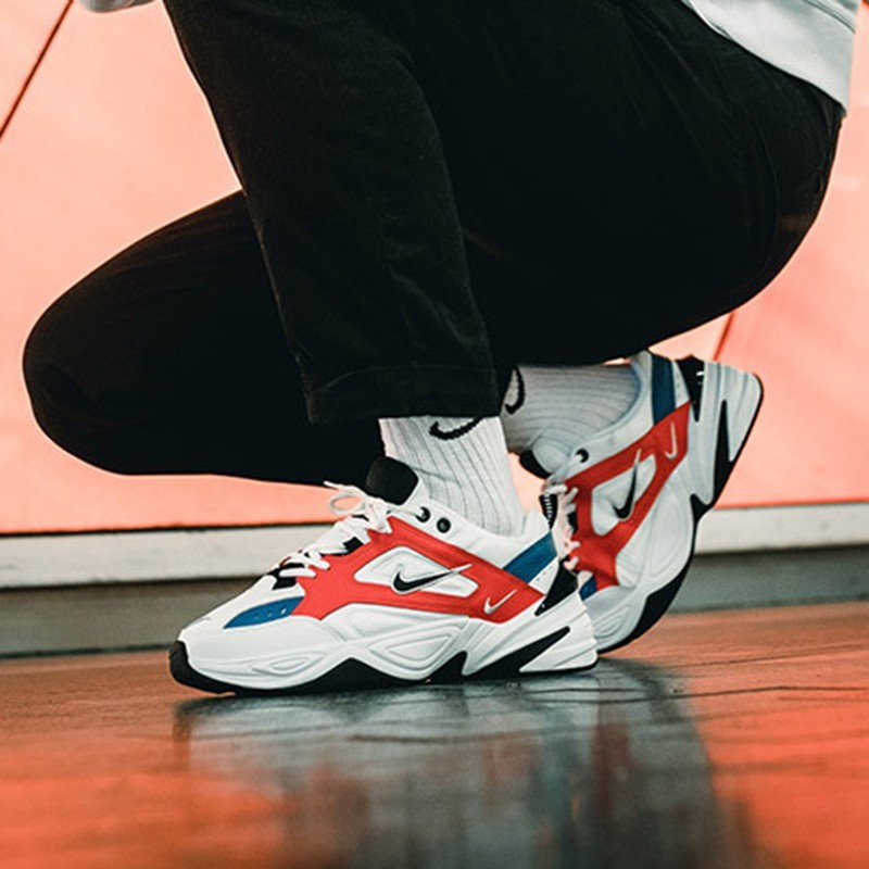 nike tekno blue red