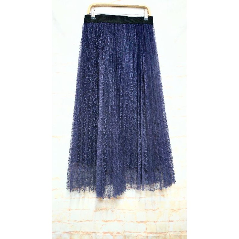 日本品牌EMMEL REFINES 藍蕾絲氣質紗裙附內襯| 蝦皮購物