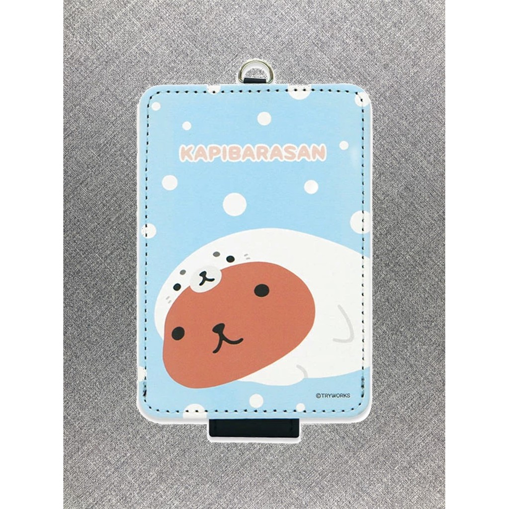 【日本空運直送】Kapibarasan水豚君 票卡夾附短繫繩 悠遊卡套 卡片夾