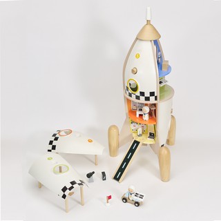 《德國Classic world》可可宇宙探險號★配件最多的火箭玩具【扮家家酒 適合3歲以上】德國客來喜經典木玩具