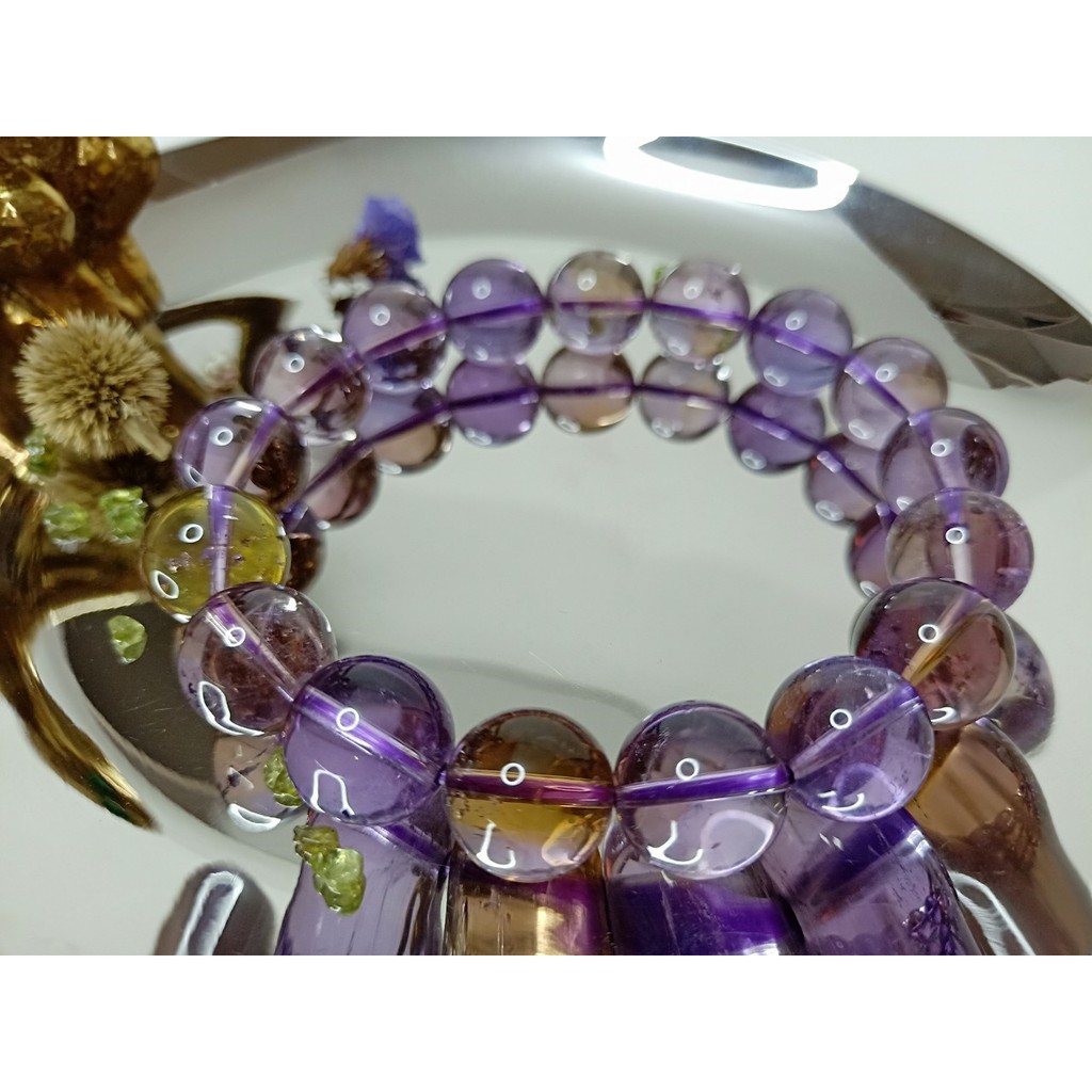 【澄石珠寶】玻利維亞圓切紫黃晶手鍊 水晶 寶石飾品 寶石手鍊