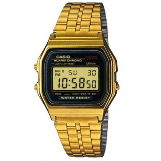 【CASIO】復古風潮的方形經典電子錶-金X黑面(A-159WGEA-1)正版宏崑公司貨
