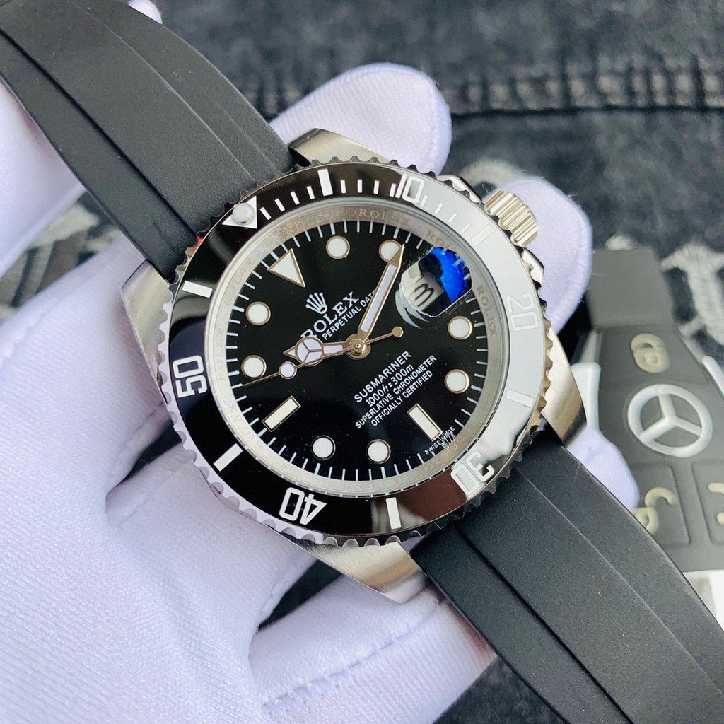 全新勞力士Rolex手錶40mm男士精品商務腕錶全自動機械錶天然橡膠男錶勞力士綠水鬼黑水鬼超級夜光
