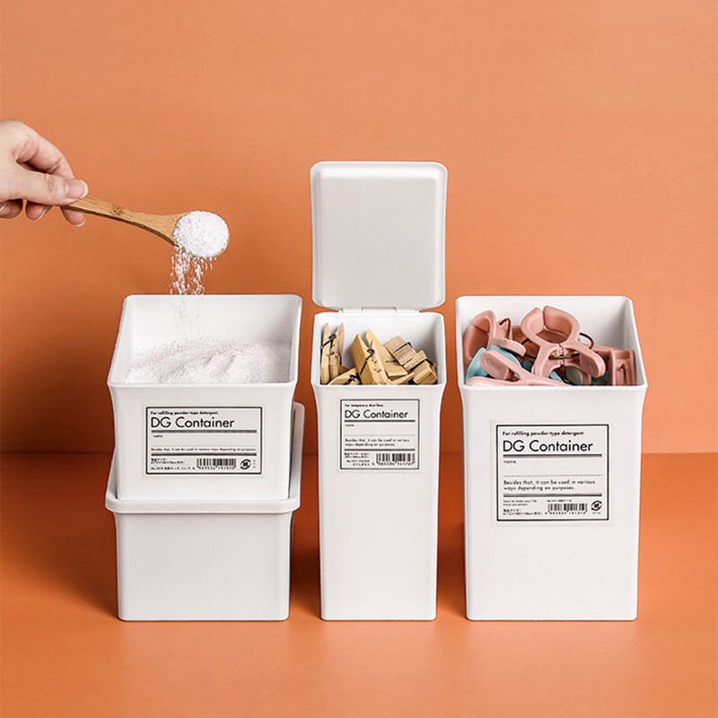 (台灣出貨)日式收納盒 附蓋收納盒 洗衣粉盒 分類盒 分裝盒 白色收納盒