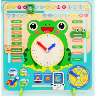 8合1嬰兒多功能青蛙形木製手錶
