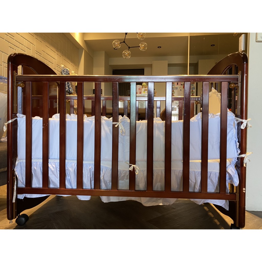【二手】KUKU酷咕鴨原木成長床 嬰兒床+七件式寢具組+蚊帳