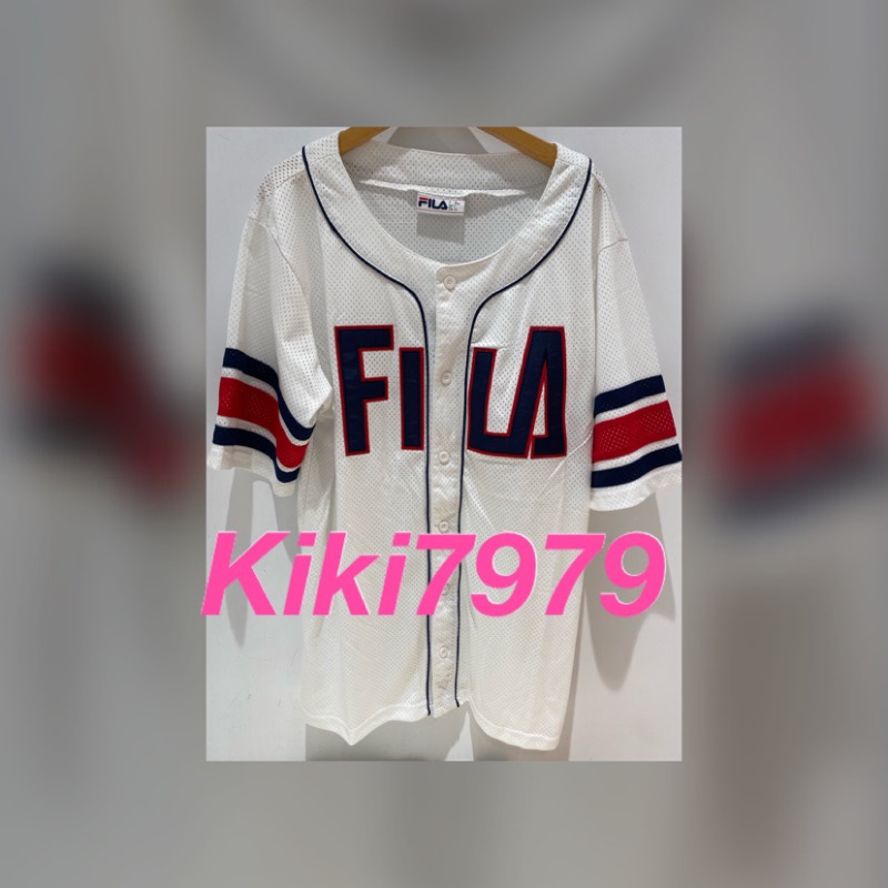 【零碼特價】FILA PARKER 棒球衣 短袖透氣 聯名款 白色