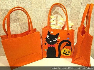 Shu's -日本直送-日本手工提袋橘色黑貓咪南瓜款