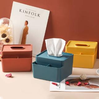 FUN先生的生活志 原創優品 日式居家帶蓋抽紙盒 面紙盒子 紙巾盒 塑膠紙巾收納盒 帶分格設計 多用遙控器收納架 桌面