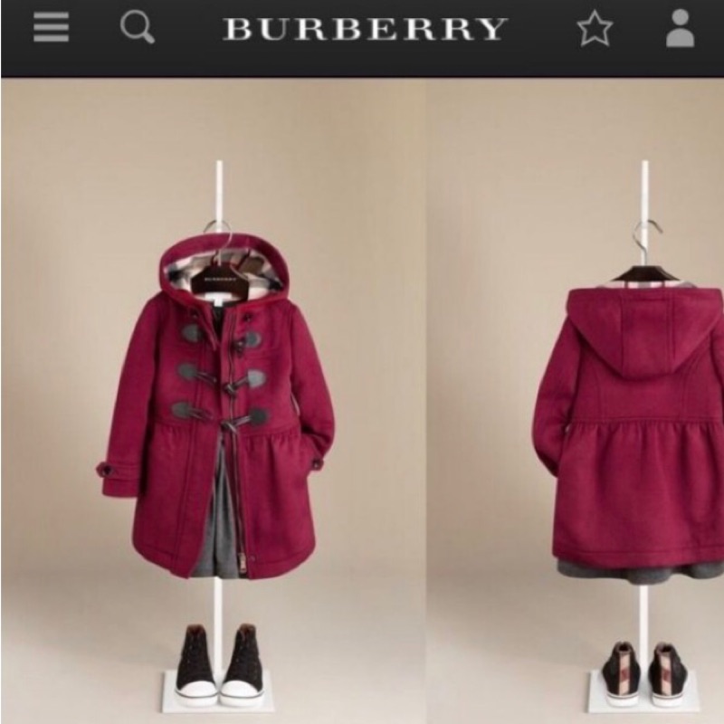 Burberry 裙式羊毛牛角扣大衣 Y14