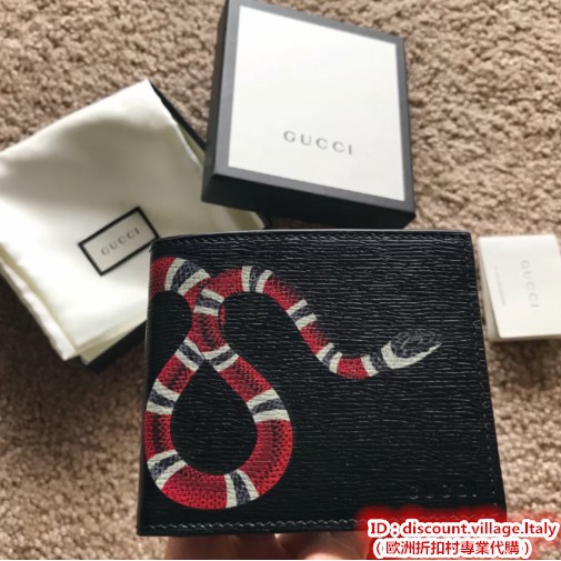 歐洲折扣價購入gucci Gg Supreme 珊瑚蛇錢包黑 棕 蝦皮購物
